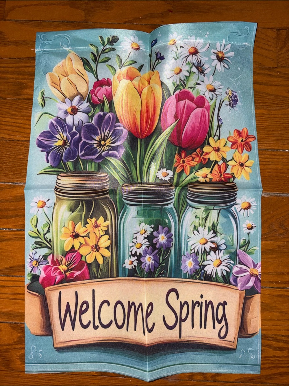 Garden Flag Welcome Spring Floral 12” x 18” NWOT